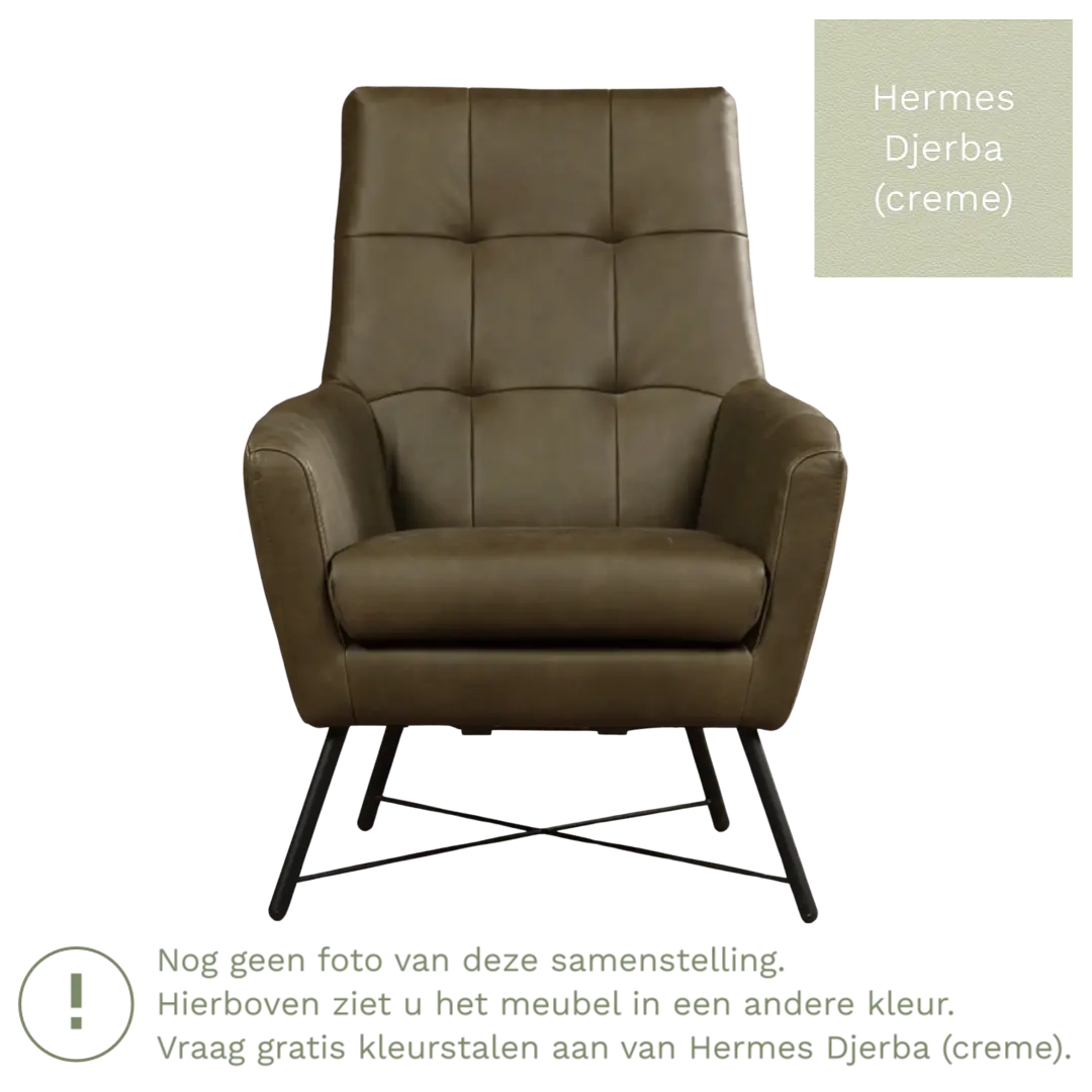 afbeelding van Leren fauteuil Proud - Hermes Djerba (crème)