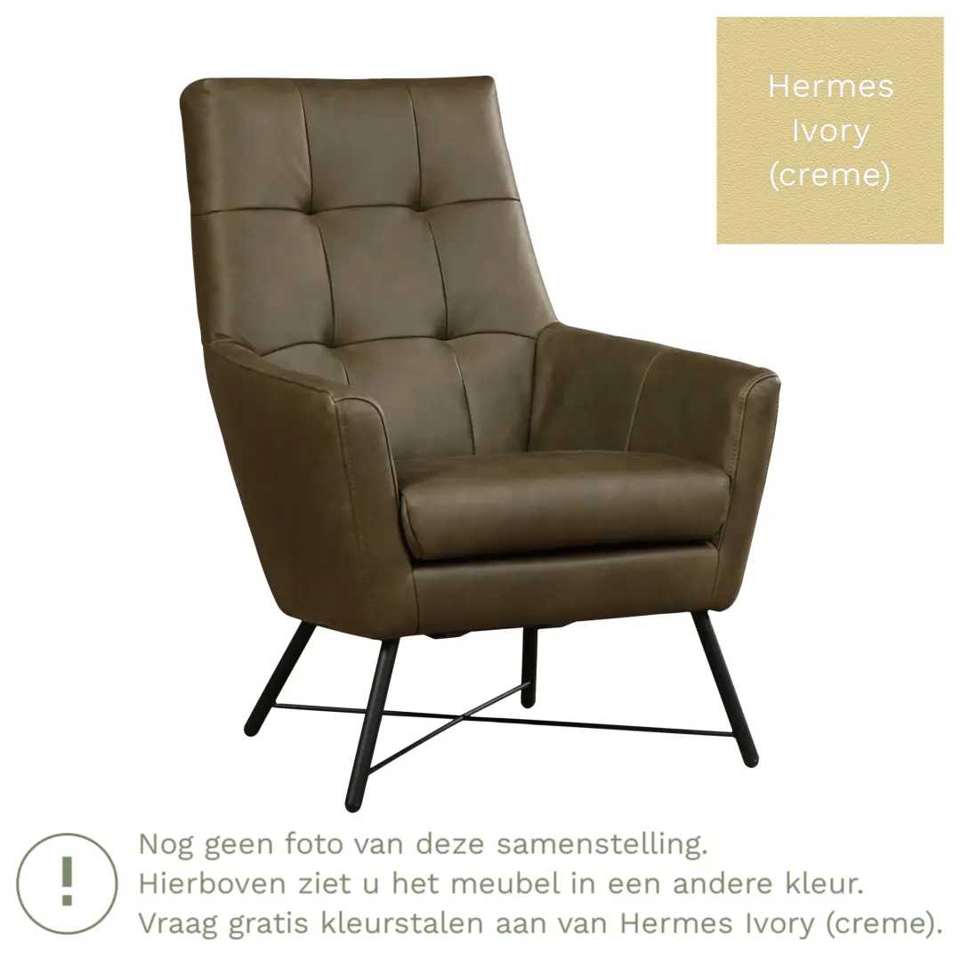 afbeelding van Leren fauteuil Proud - Hermes Ivory (crème)