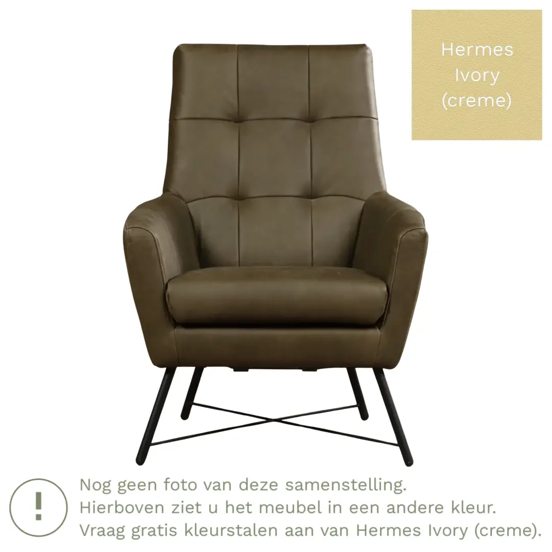 afbeelding van Leren fauteuil Proud - Hermes Ivory (crème)