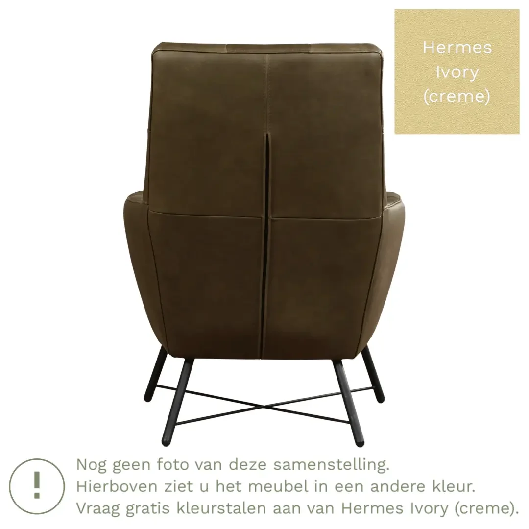 afbeelding van Leren fauteuil Proud - Hermes Ivory (crème)