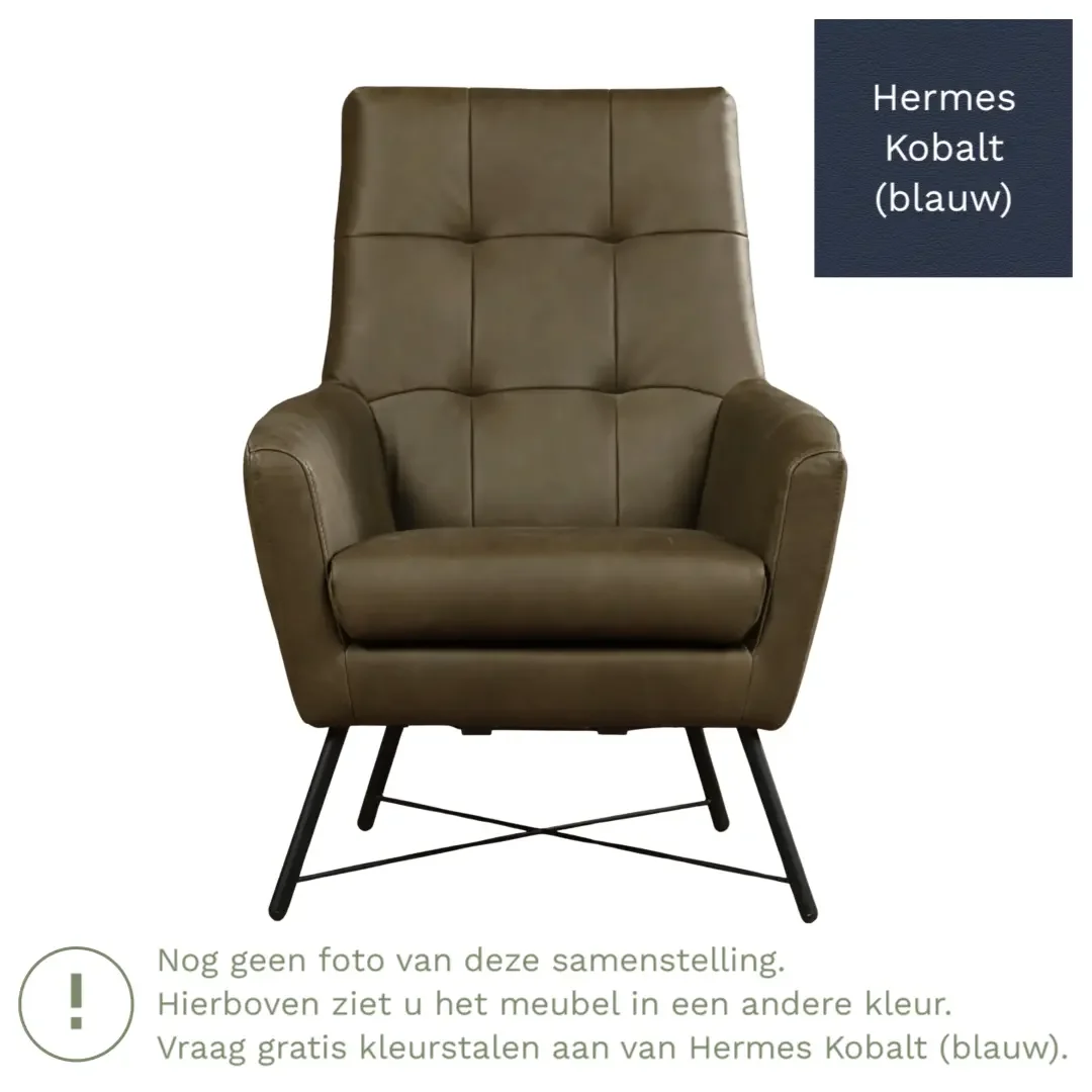 afbeelding van Leren fauteuil Proud - Hermes Kobalt (blauw)