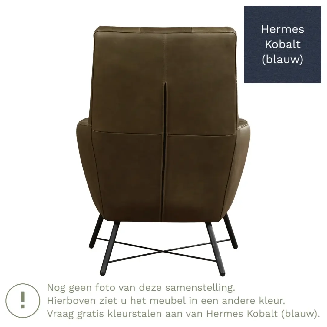 afbeelding van Leren fauteuil Proud - Hermes Kobalt (blauw)