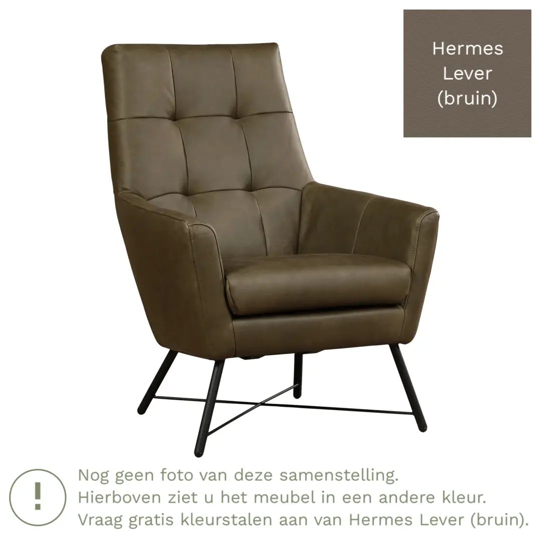 afbeelding van Leren fauteuil Proud - Hermes Lever (bruin)
