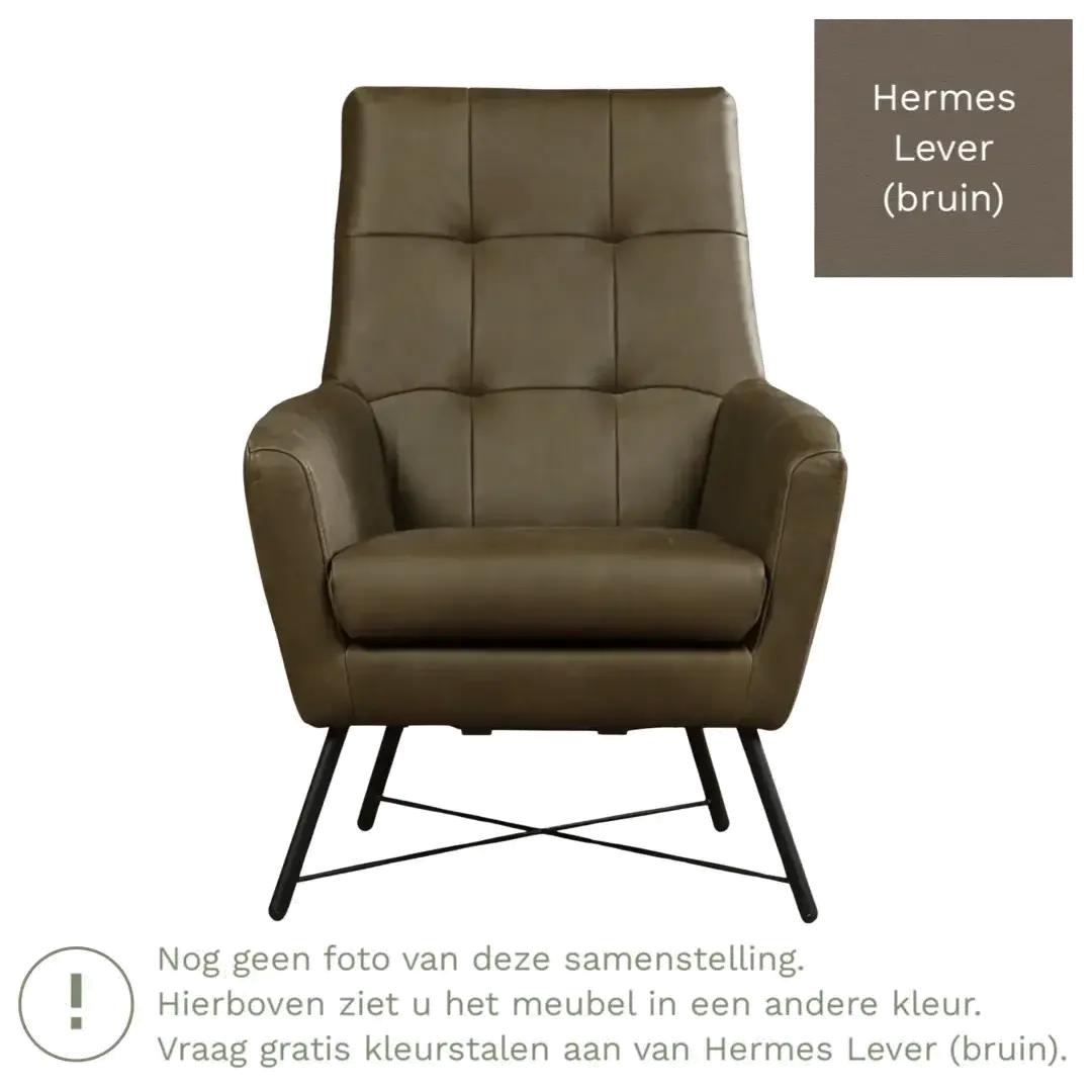 afbeelding van Leren fauteuil Proud - Hermes Lever (bruin)