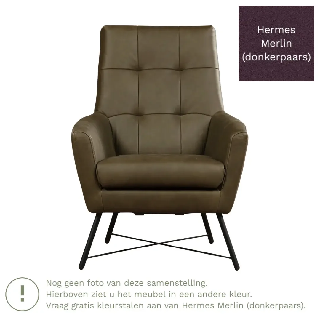 afbeelding van Leren fauteuil Proud - Hermes Merlin (donkerpaars)