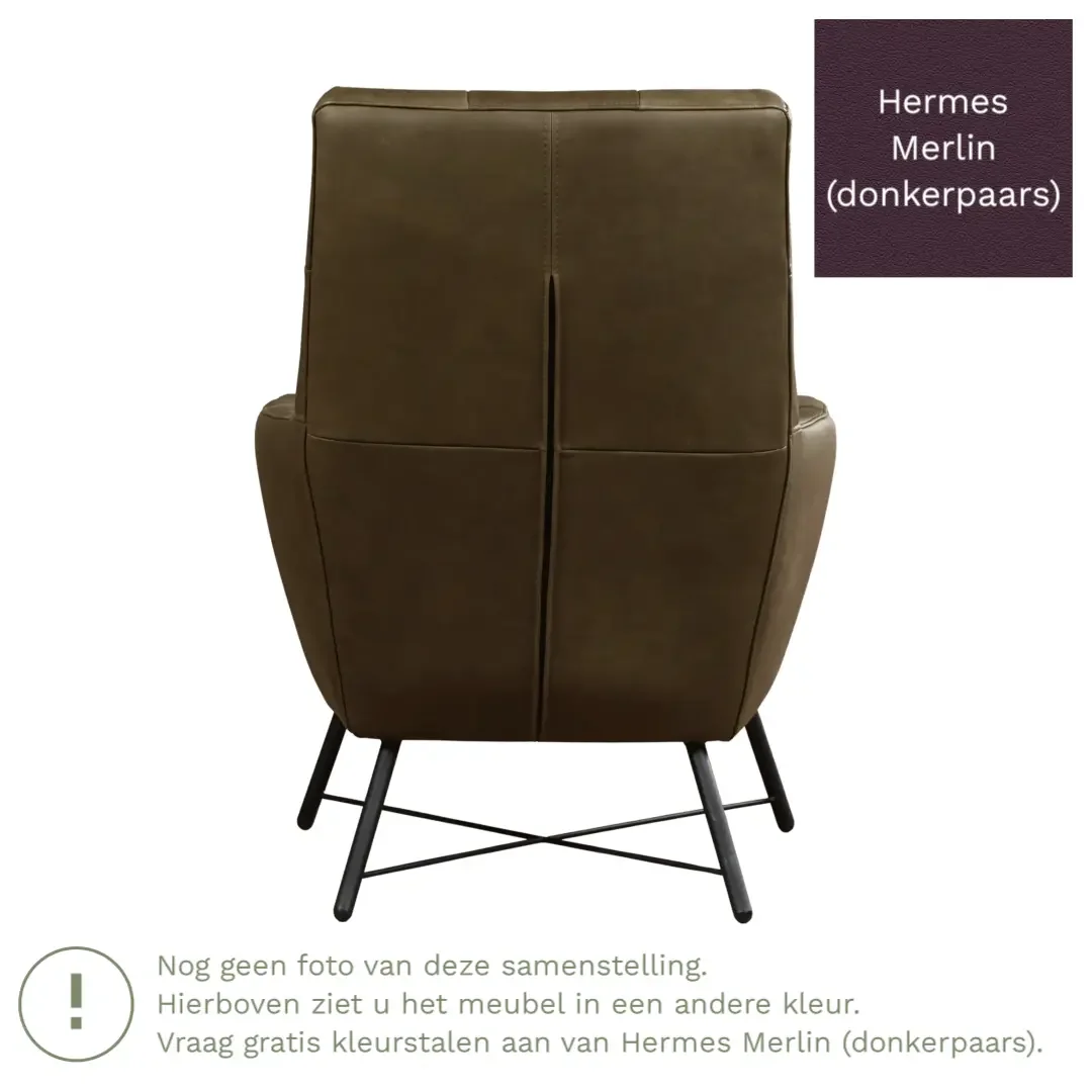 afbeelding van Leren fauteuil Proud - Hermes Merlin (donkerpaars)