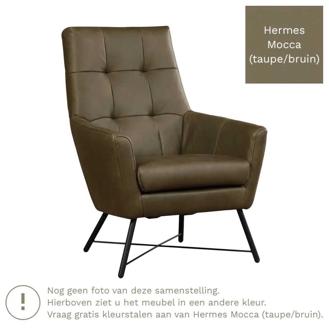 afbeelding van Leren fauteuil Proud - Hermes Mocca (taupe/bruin)