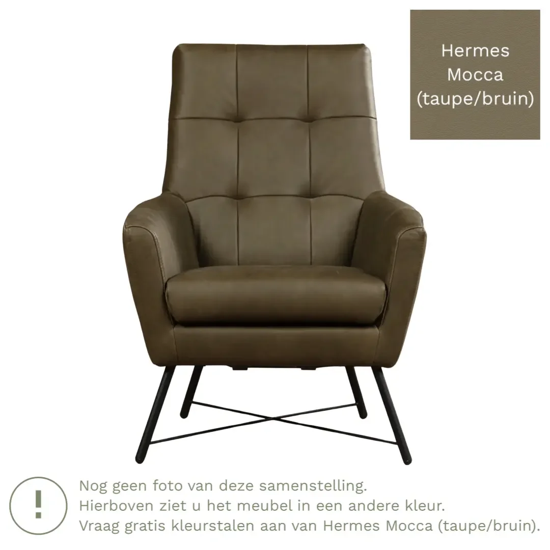 afbeelding van Leren fauteuil Proud - Hermes Mocca (taupe/bruin)