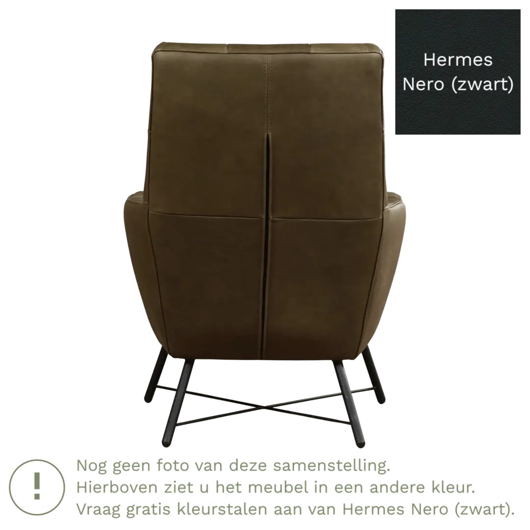 afbeelding van Leren fauteuil Proud - Hermes Nero (zwart)