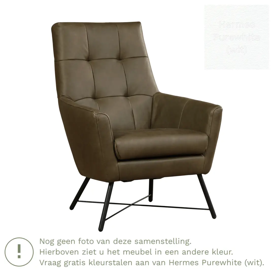 afbeelding van Leren fauteuil Proud - Hermes Purewhite (wit)