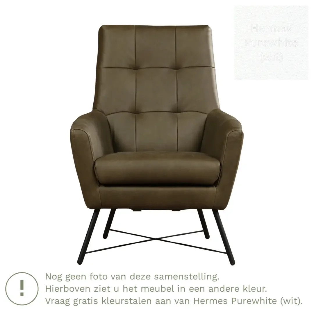 afbeelding van Leren fauteuil Proud - Hermes Purewhite (wit)