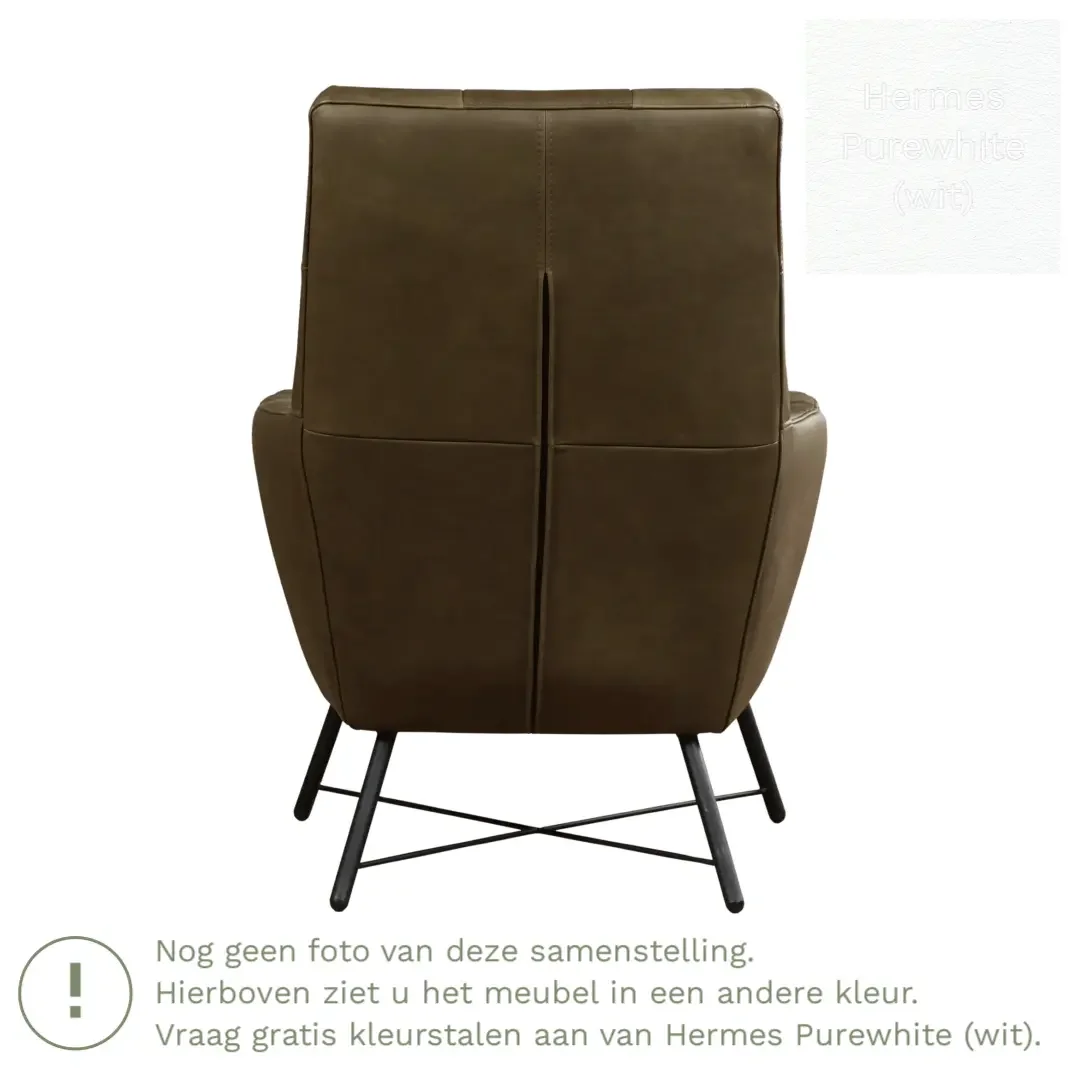 afbeelding van Leren fauteuil Proud - Hermes Purewhite (wit)