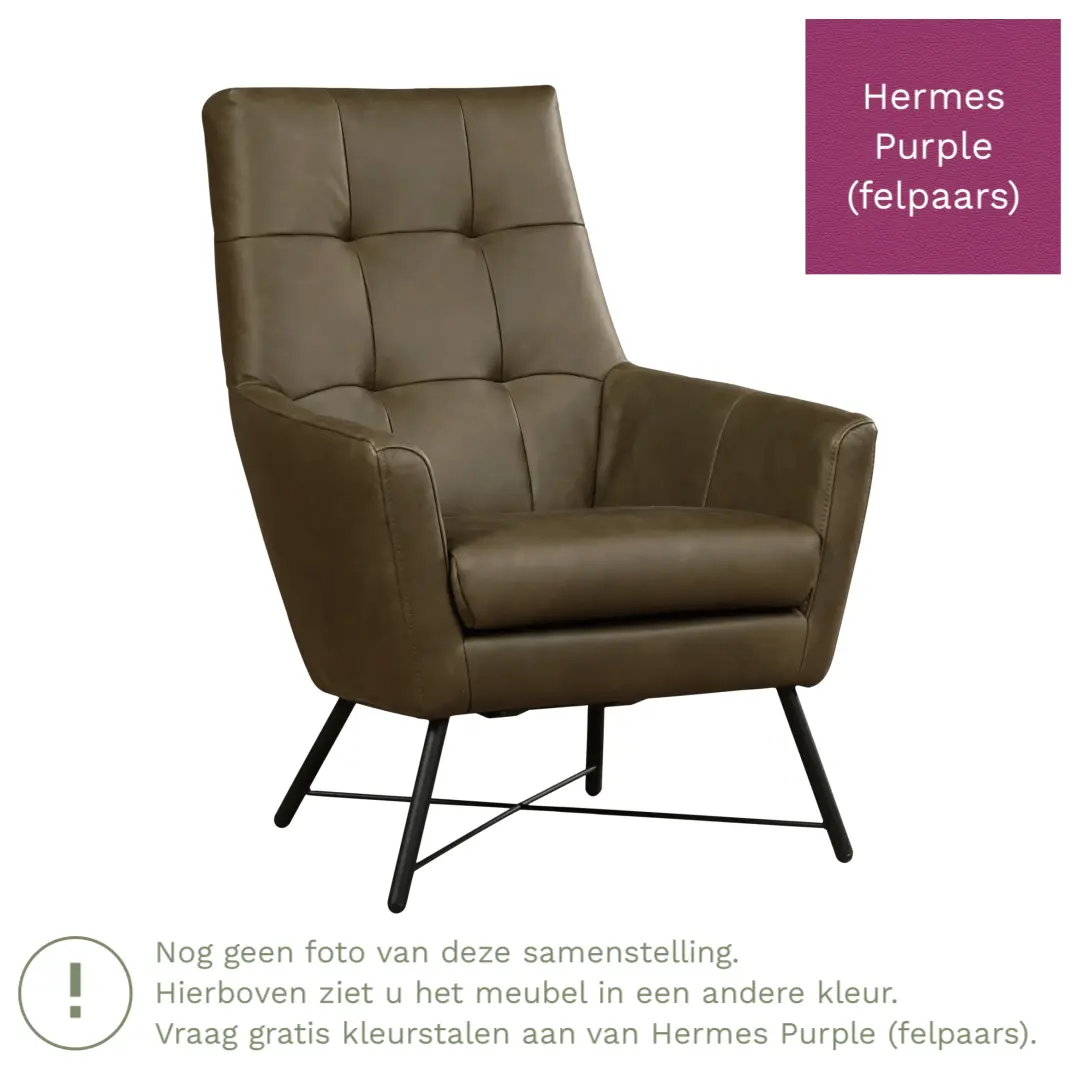 afbeelding van Leren fauteuil Proud - Hermes Purple (felpaars)