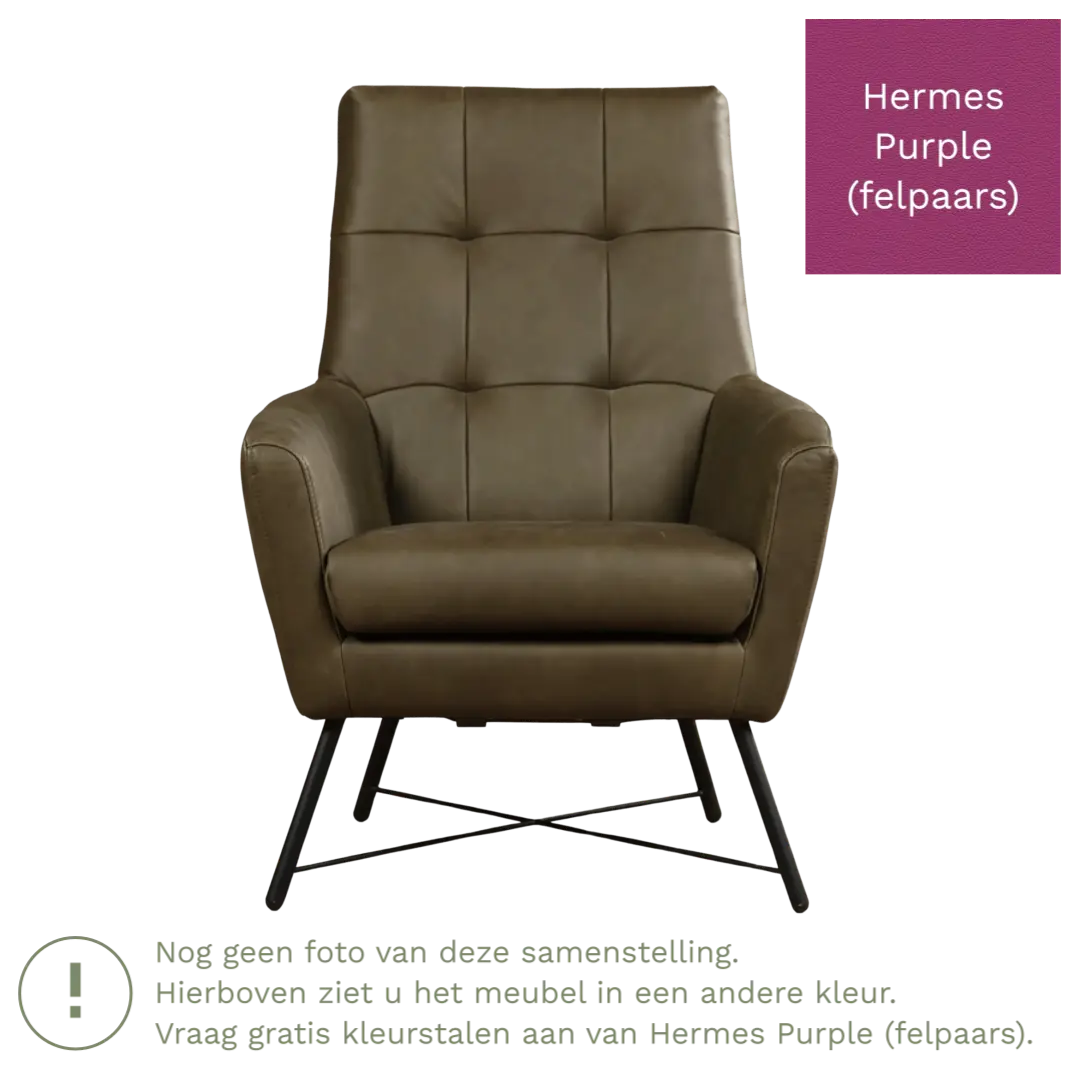 afbeelding van Leren fauteuil Proud - Hermes Purple (felpaars)