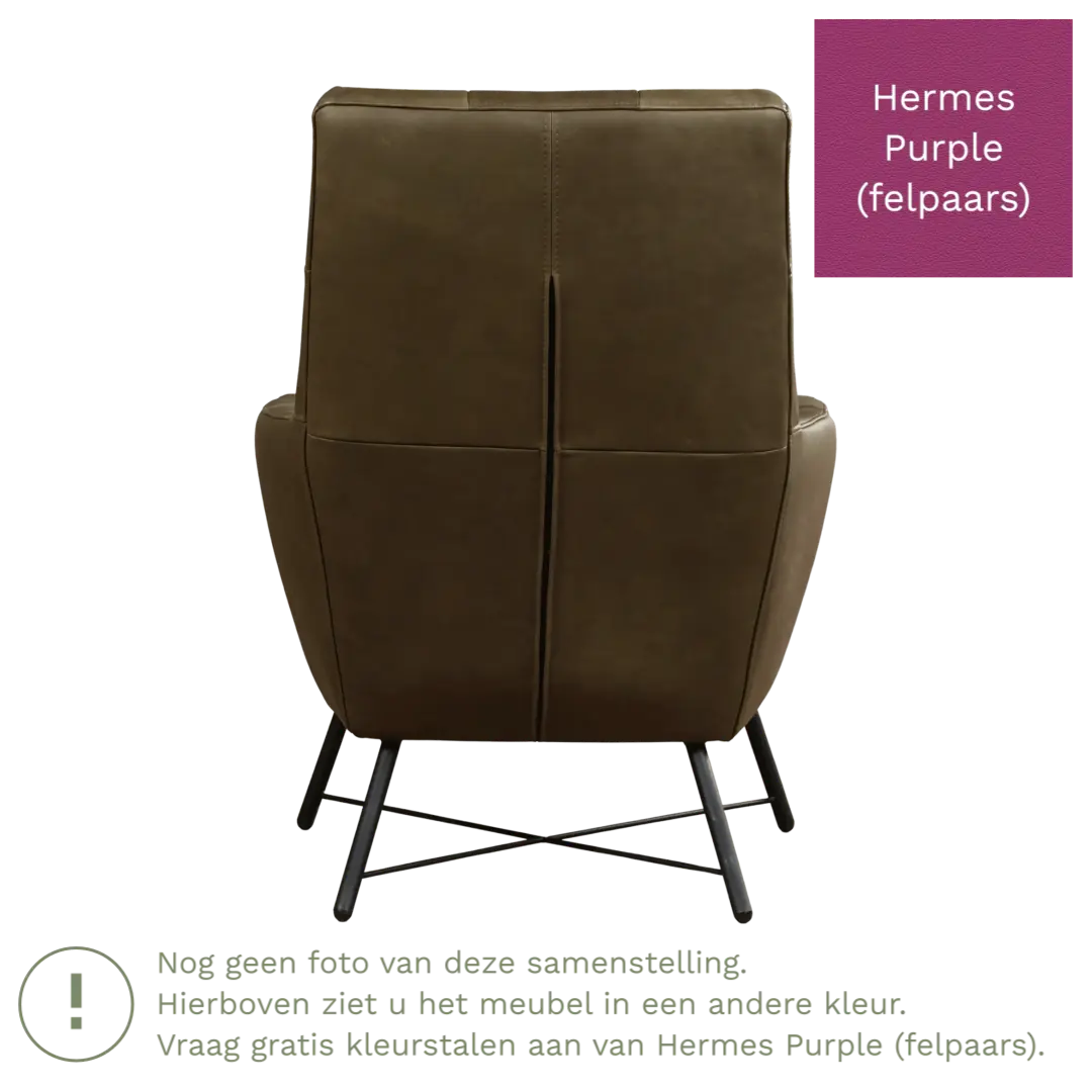 afbeelding van Leren fauteuil Proud - Hermes Purple (felpaars)