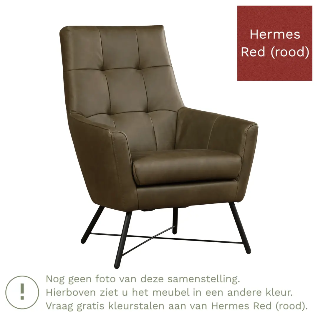 afbeelding van Leren fauteuil Proud - Hermes Red (rood)