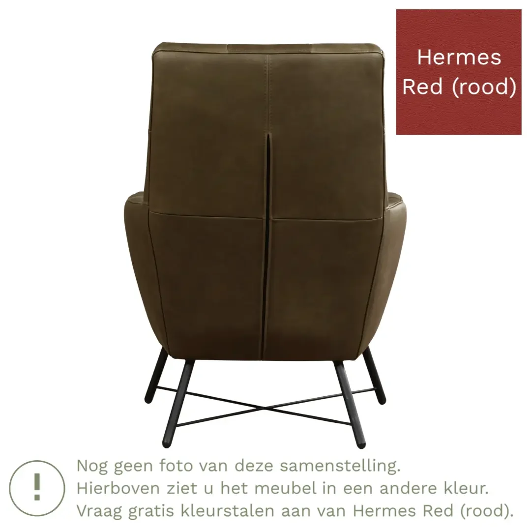 afbeelding van Leren fauteuil Proud - Hermes Red (rood)
