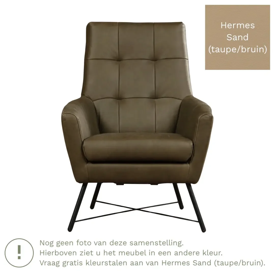 afbeelding van Leren fauteuil Proud - Hermes Sand (taupe/bruin)