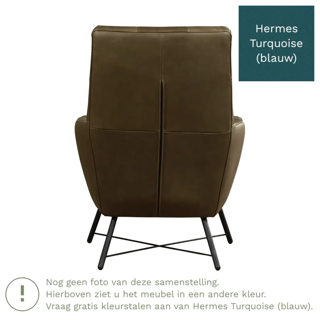 afbeelding van Leren fauteuil Proud - Hermes Turquoise (blauw)