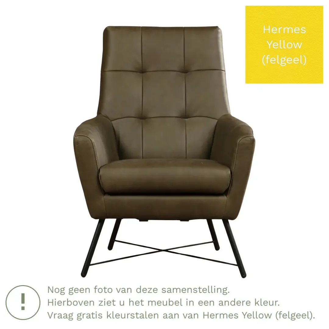 afbeelding van Leren fauteuil Proud - Hermes Yellow (felgeel)
