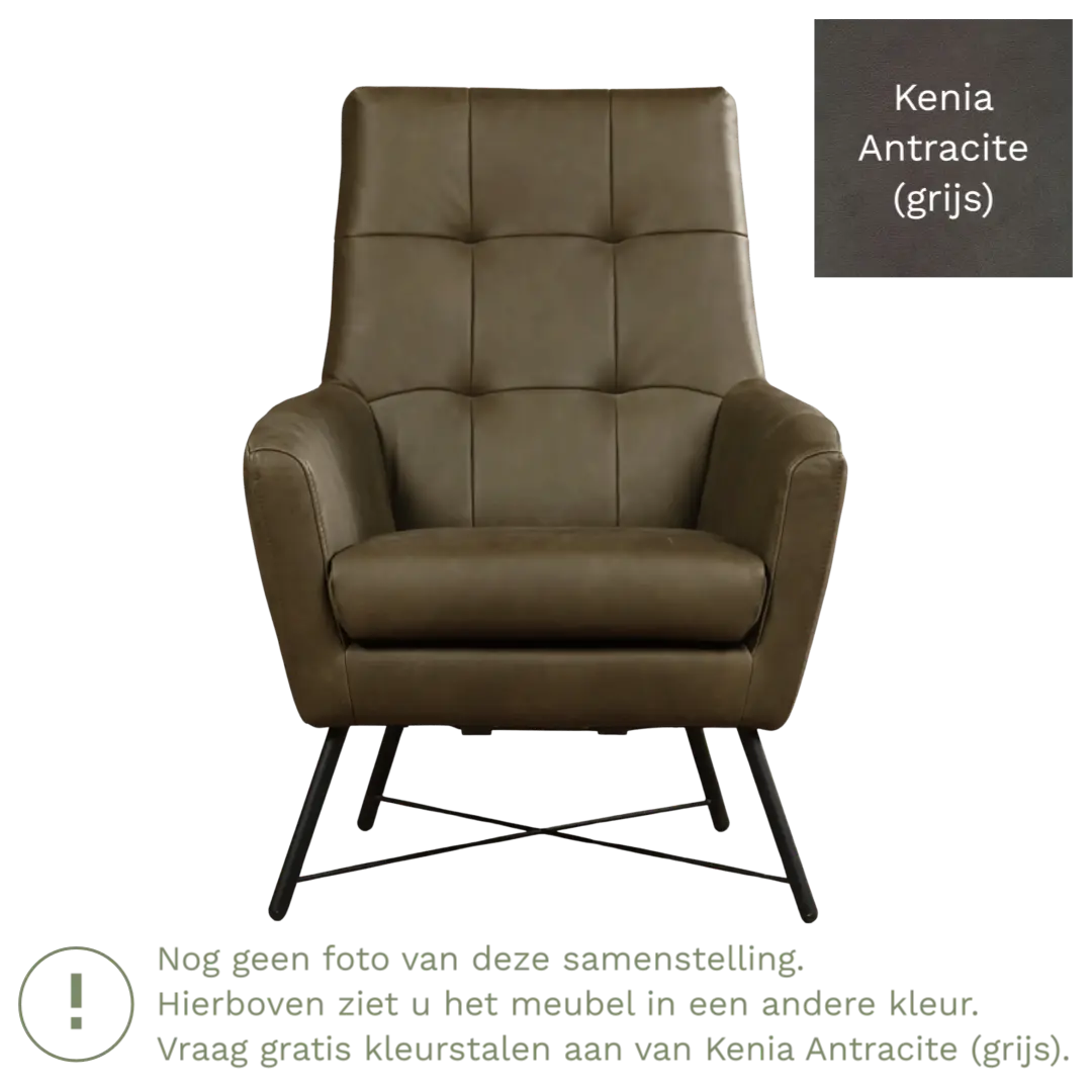 afbeelding van Leren fauteuil Proud - Kenia Antracite (grijs)