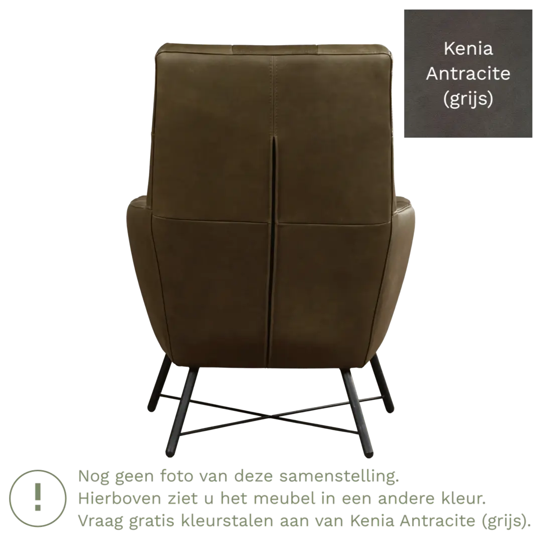 afbeelding van Leren fauteuil Proud - Kenia Antracite (grijs)
