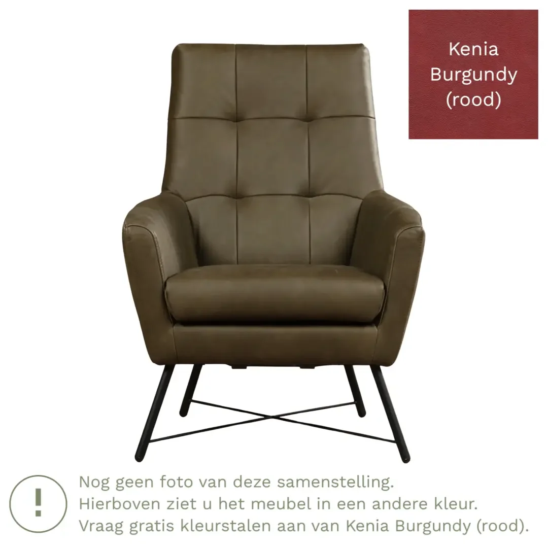 afbeelding van Leren fauteuil Proud - Kenia Burgundy (rood)
