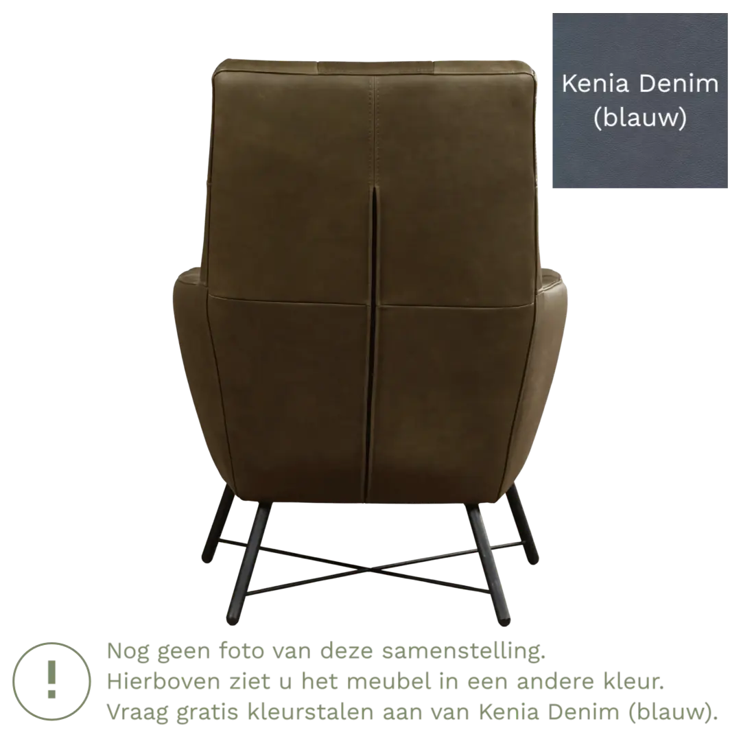 afbeelding van Leren fauteuil Proud - Kenia Denim (blauw)