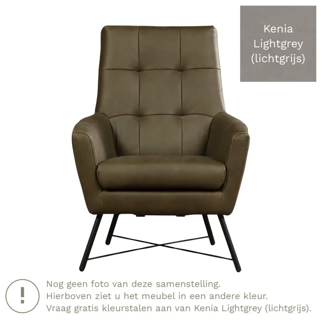 afbeelding van Leren fauteuil Proud - Kenia Lightgrey (lichtgrijs)