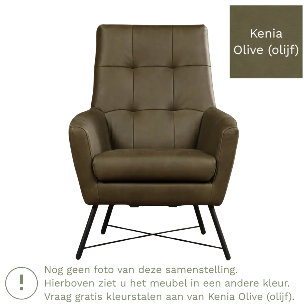 afbeelding van Leren fauteuil Proud - Kenia Olive (olijf)