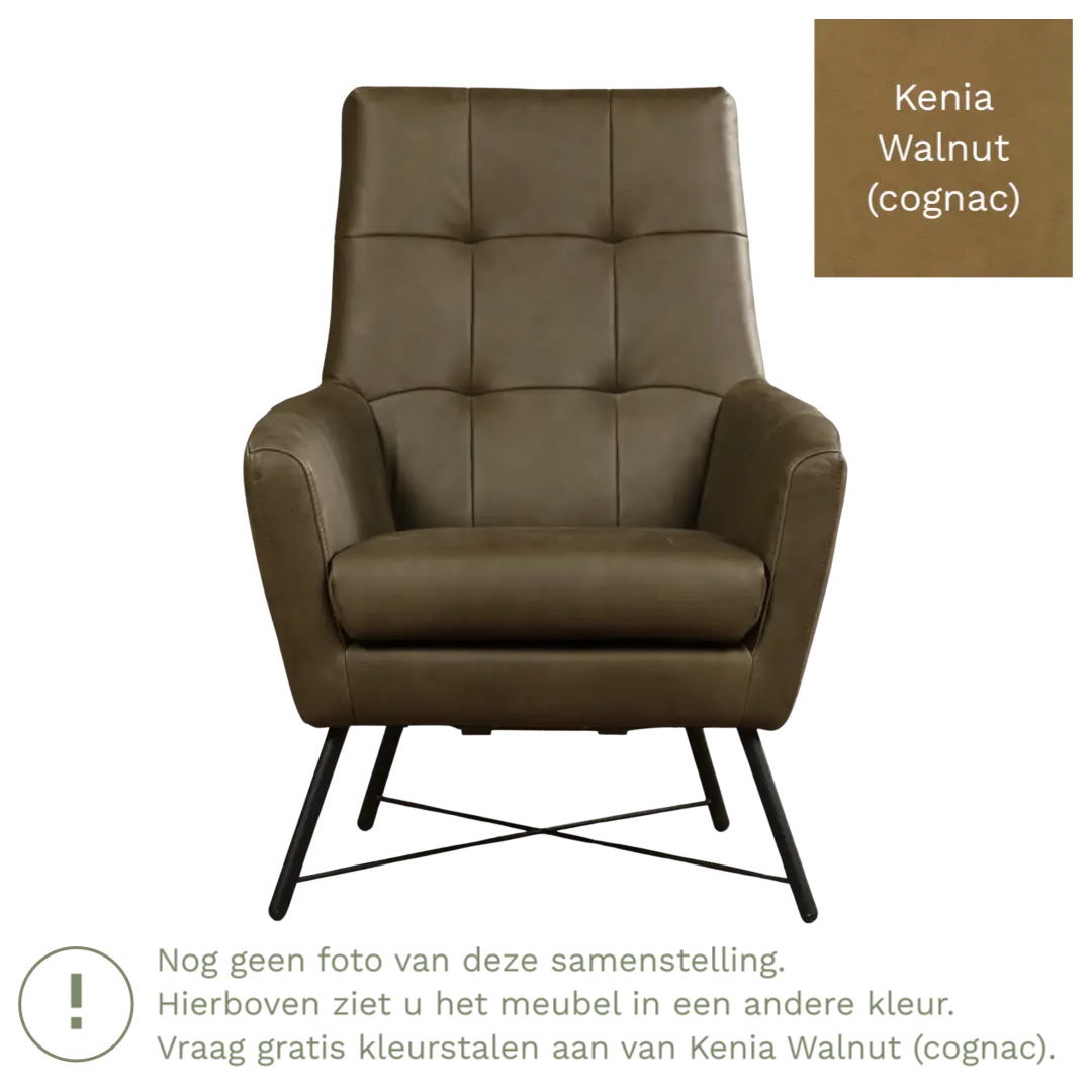afbeelding van Leren fauteuil Proud - Kenia Walnut (cognac)