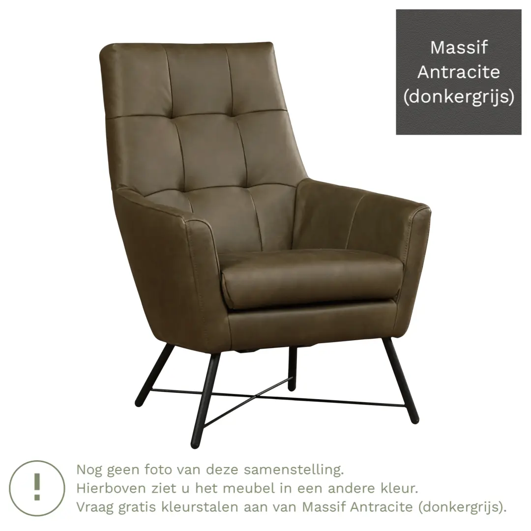 afbeelding van Leren fauteuil Proud - Massif Antracite (donkergrijs)