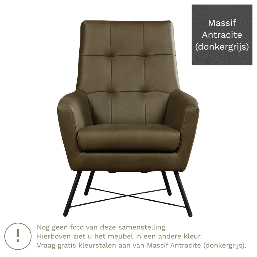 afbeelding van Leren fauteuil Proud - Massif Antracite (donkergrijs)