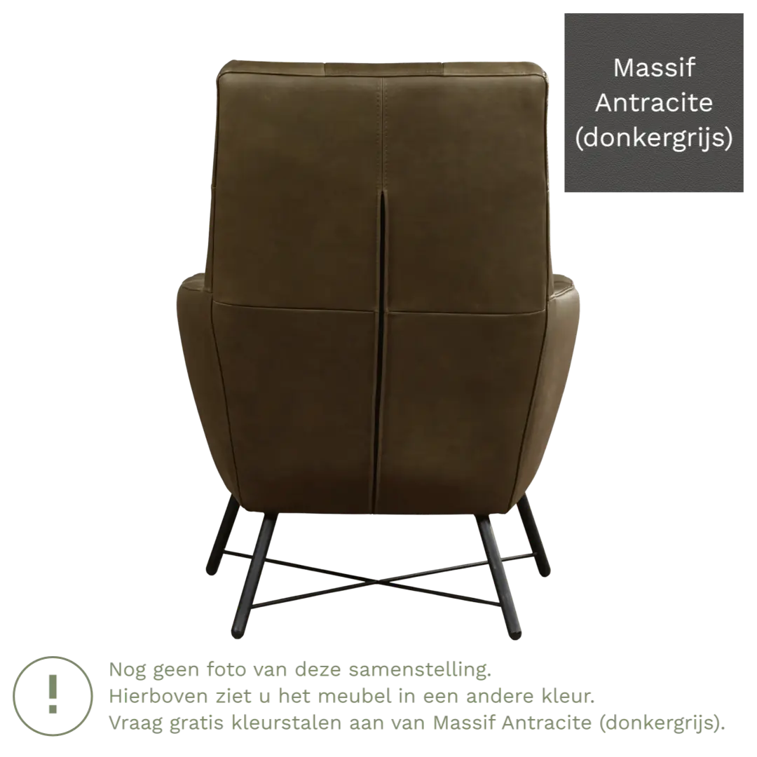 afbeelding van Leren fauteuil Proud - Massif Antracite (donkergrijs)