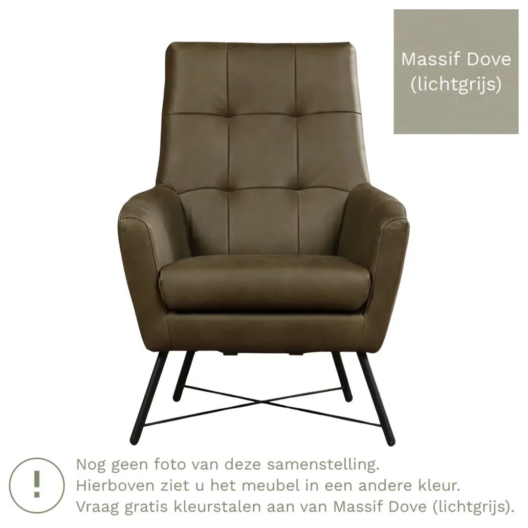 afbeelding van Leren fauteuil Proud - Massif Dove (lichtgrijs)