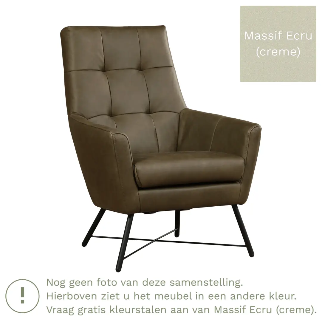 afbeelding van Leren fauteuil Proud - Massif Ecru (crème)