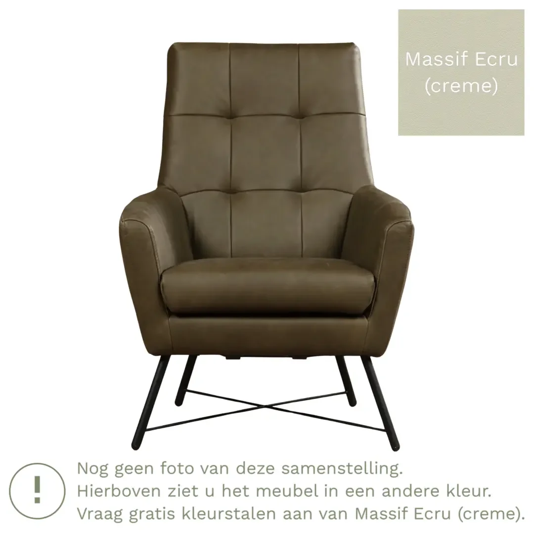 afbeelding van Leren fauteuil Proud - Massif Ecru (crème)