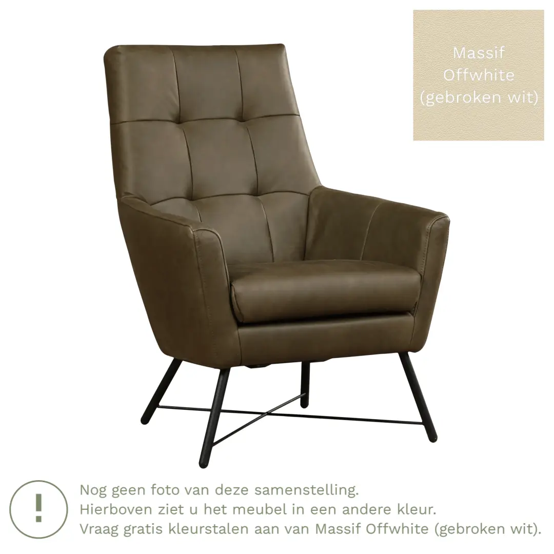 afbeelding van Leren fauteuil Proud - Massif Offwhite (gebroken wit)