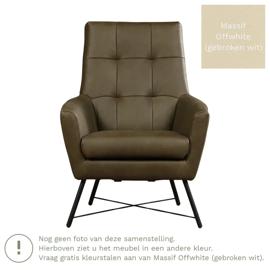 afbeelding van Leren fauteuil Proud - Massif Offwhite (gebroken wit)