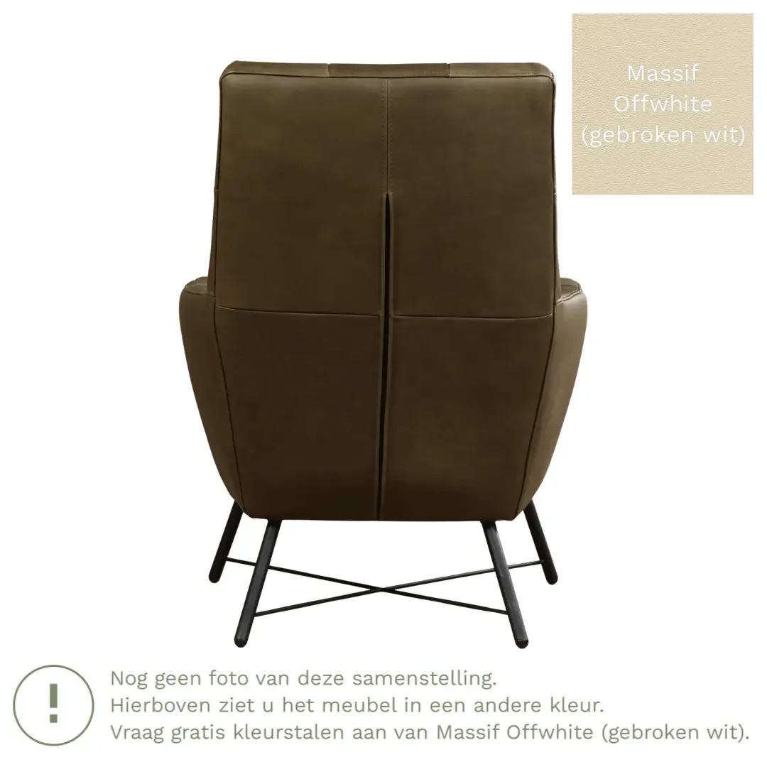 afbeelding van Leren fauteuil Proud - Massif Offwhite (gebroken wit)