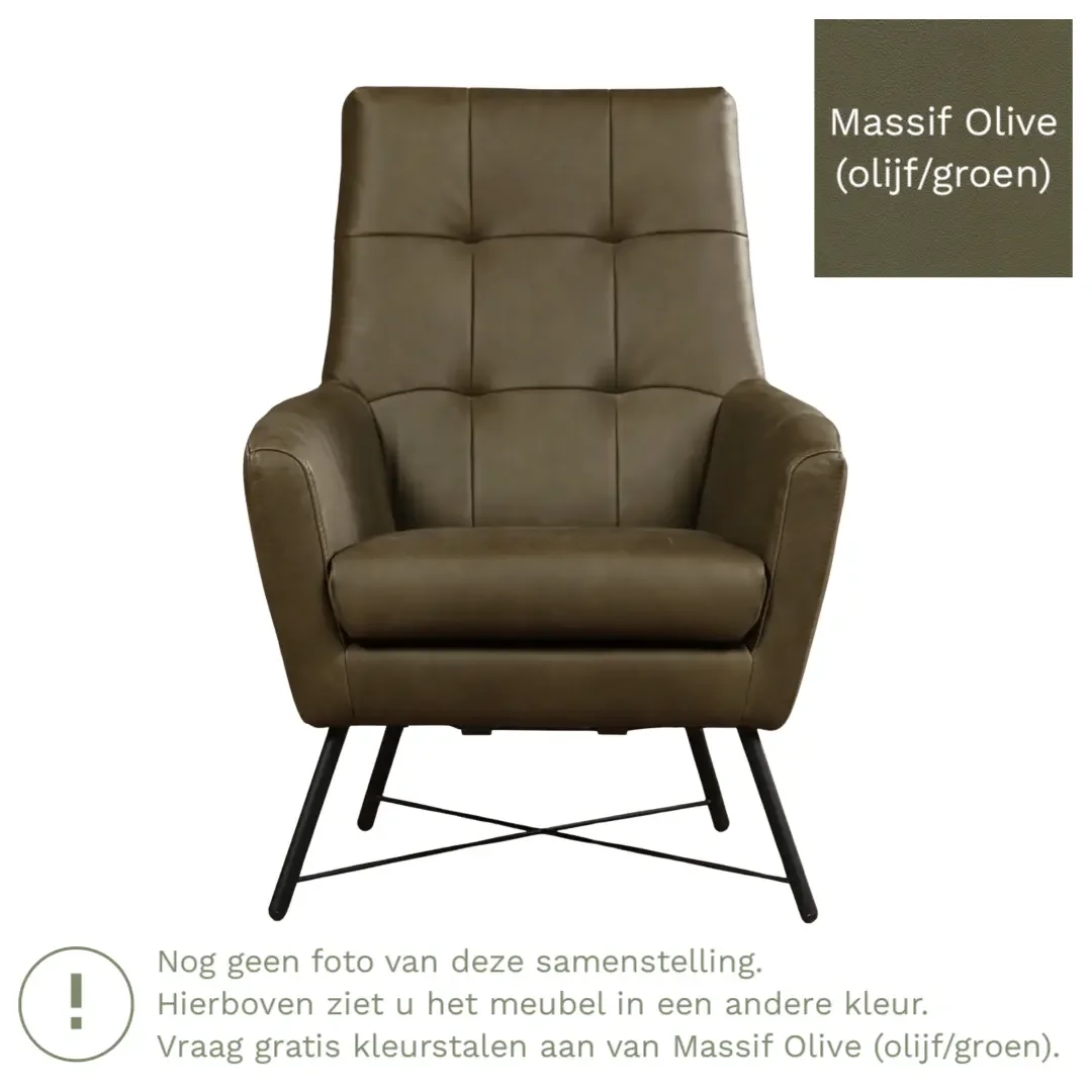 afbeelding van Leren fauteuil Proud - Massif Olive (olijf/groen)