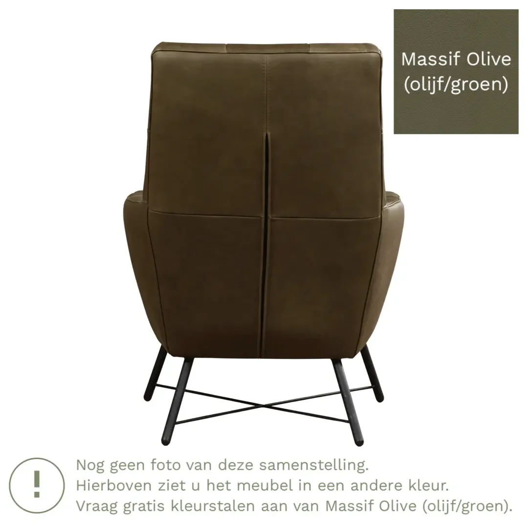afbeelding van Leren fauteuil Proud - Massif Olive (olijf/groen)