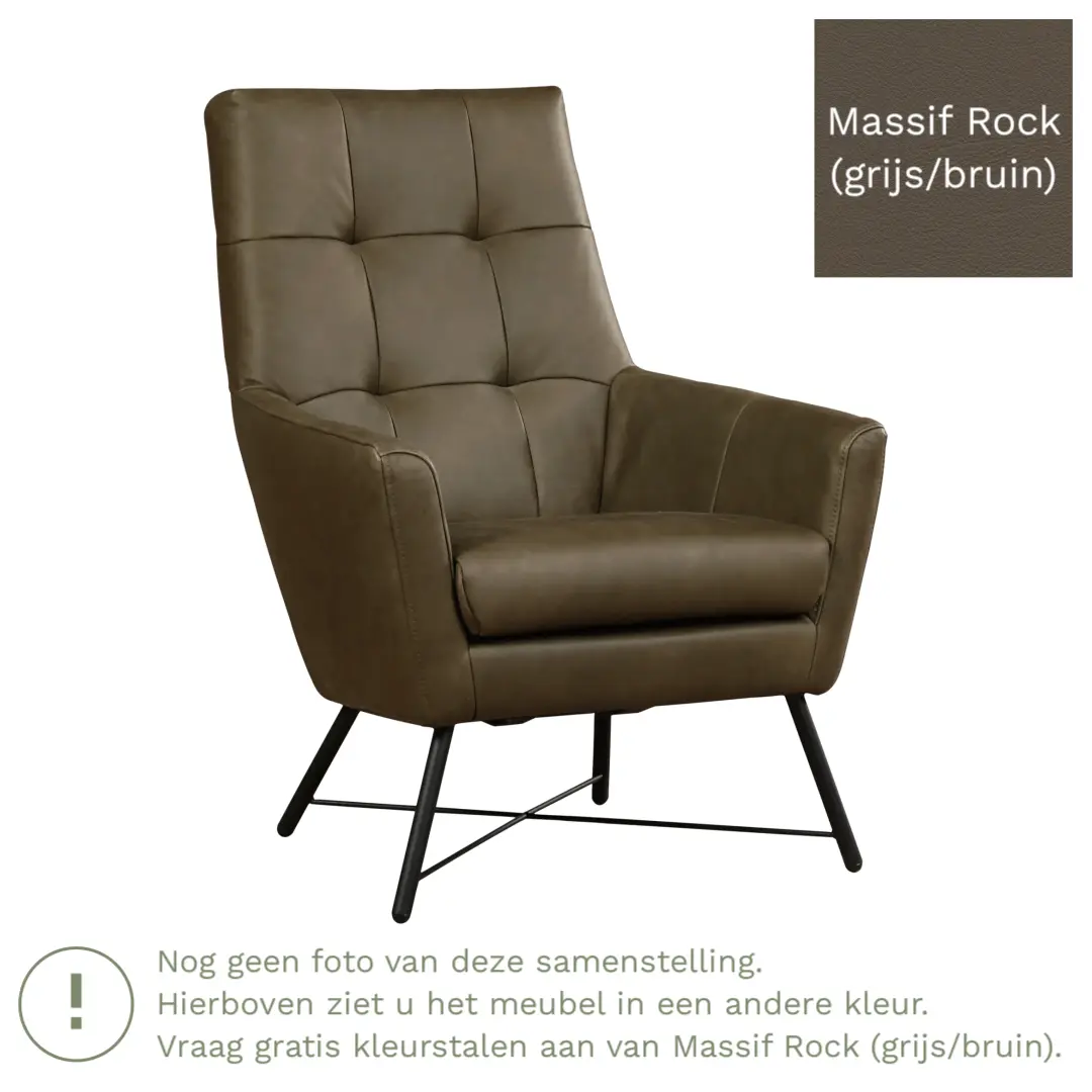 afbeelding van Leren fauteuil Proud - Massif Rock (grijs/bruin)