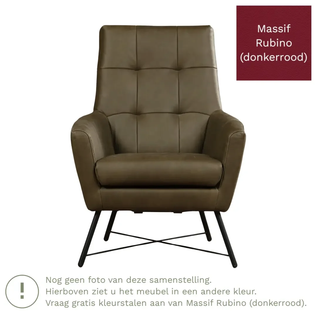 afbeelding van Leren fauteuil Proud - Massif Rubino (donkerrood)