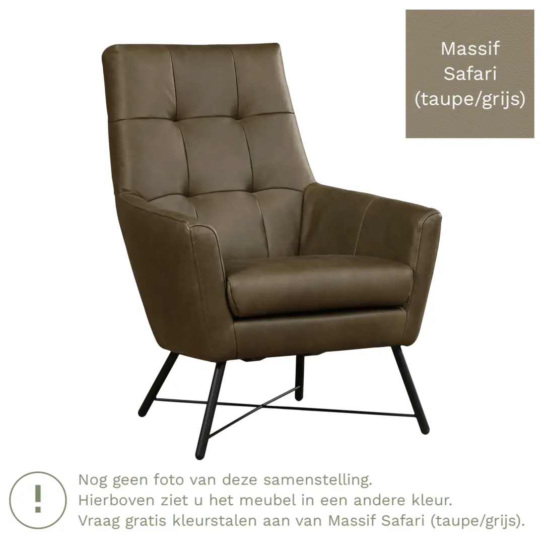 afbeelding van Leren fauteuil Proud - Massif Safari (taupe/grijs)