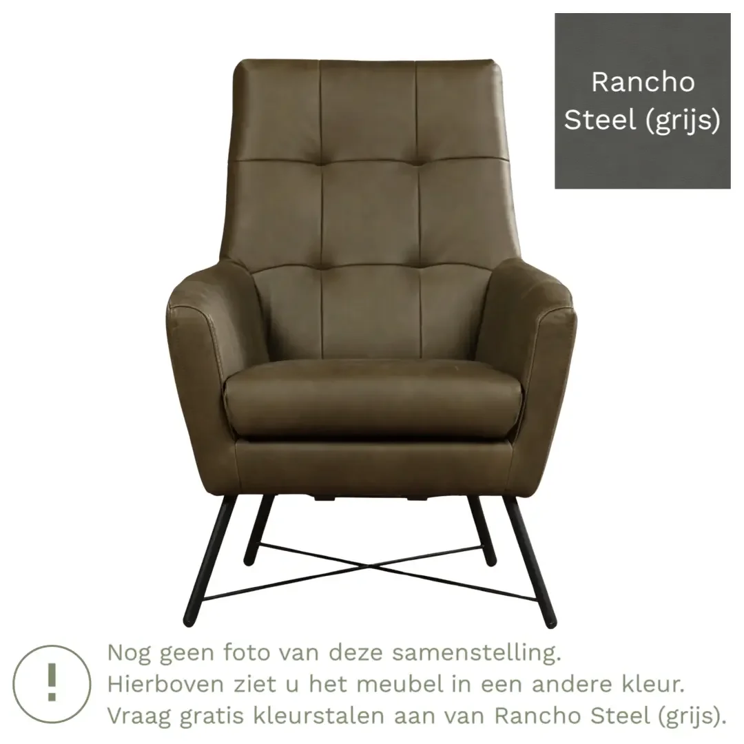 afbeelding van Leren fauteuil Proud - Rancho Steel (grijs)