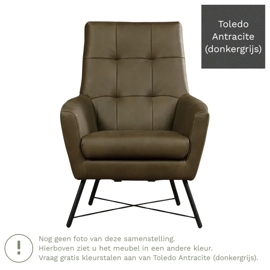 afbeelding van Leren fauteuil Proud - Toledo Antracite (donkergrijs)