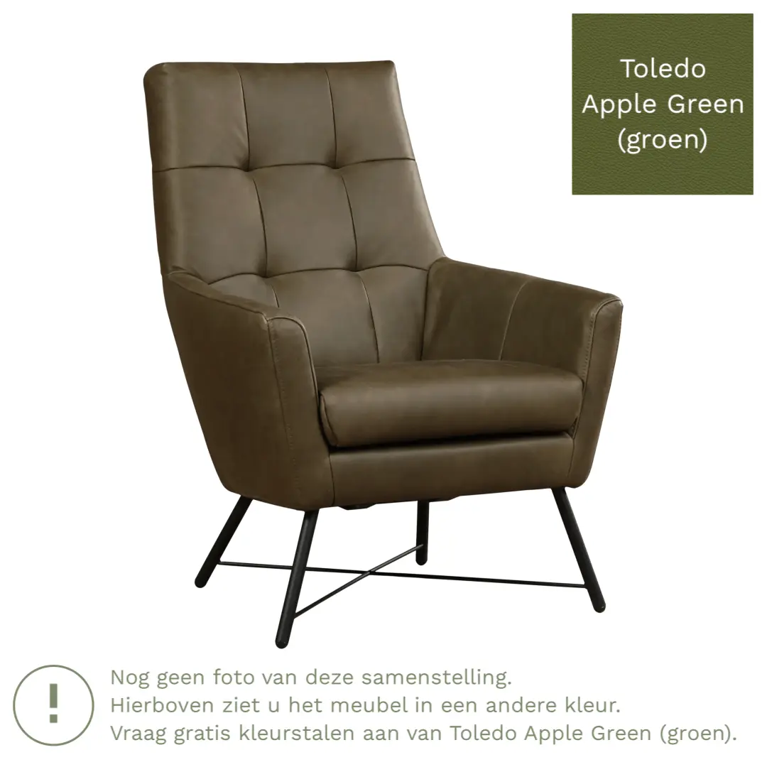 afbeelding van Leren fauteuil Proud - Toledo Apple Green (groen)