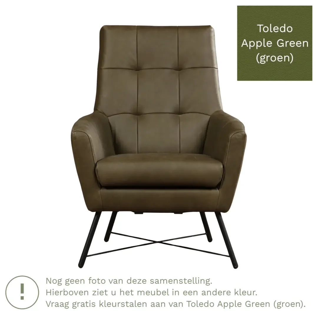 afbeelding van Leren fauteuil Proud - Toledo Apple Green (groen)