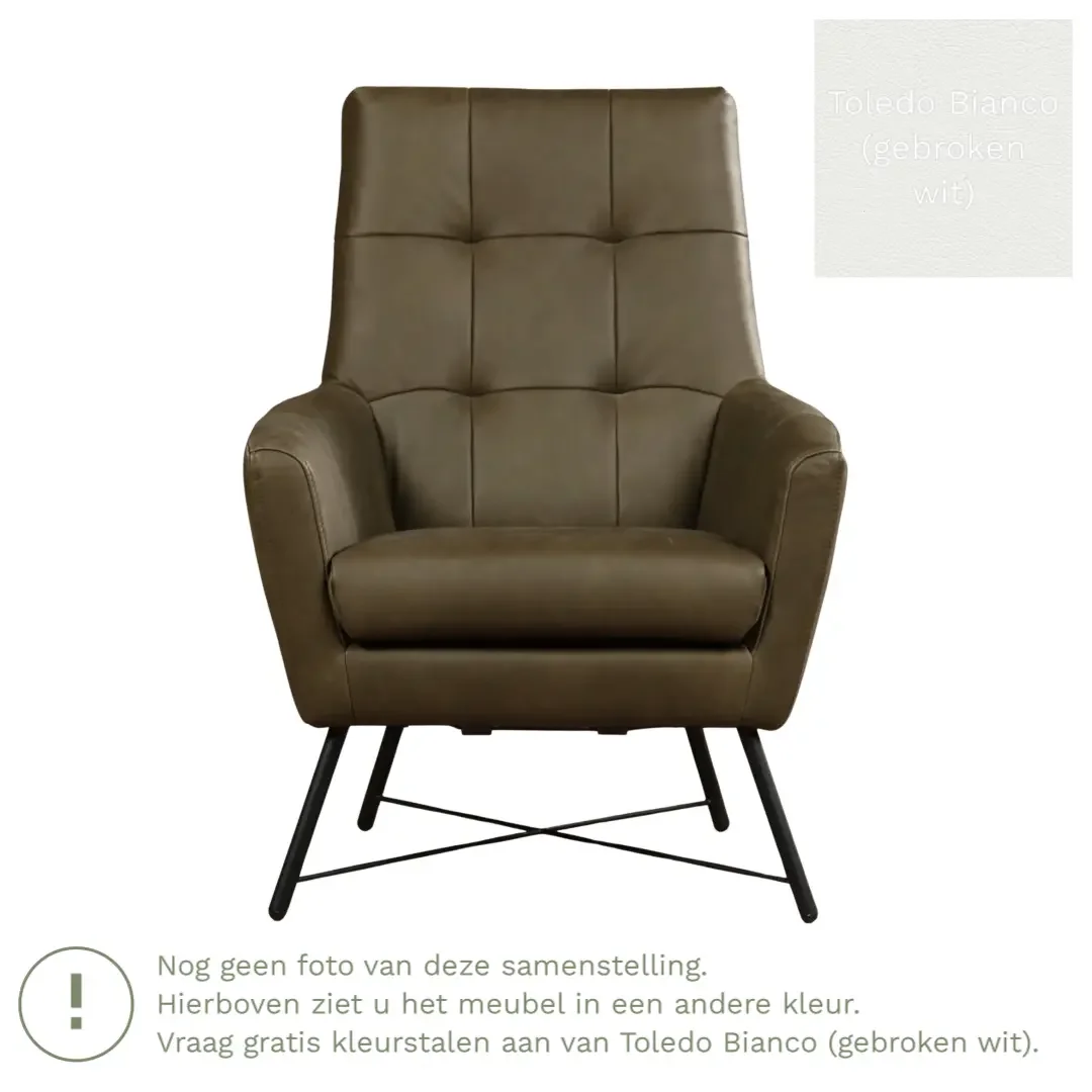 afbeelding van Leren fauteuil Proud - Toledo Bianco (gebroken wit)